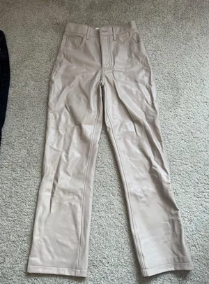 Abercrombie Beige Leather Pants thumbnail 1
