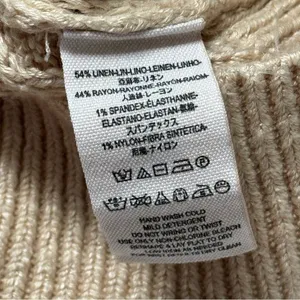 Crazy In Love Beige Linen Blend Off-The Shoulder Ruffle Sweater M thumbnail 10