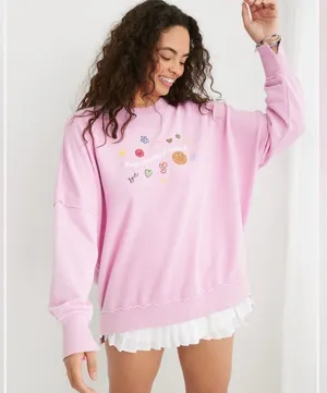 Pink Graphic Aerie Sweatshirt thumbnail 1