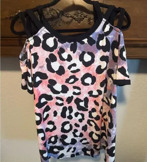 Women's Multicolor Leopard Print Top Pink Size L thumbnail 3
