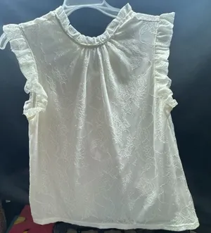 Express White Lace Ruffle Trim Sleeveless Blouse Top Small Nwt B-1 thumbnail 1