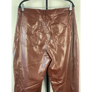 Abercrombie & Fitch 90s Straight Ultra High Rise Vegan Leather Pants Brown 33 thumbnail 7