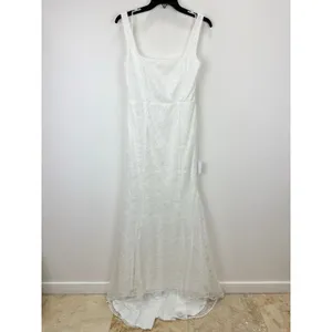 Lulus Eternal Happiness White Lace Square Neck Mermaid Maxi Dress Wedding L NWT thumbnail 5