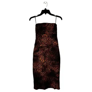 Black‎ Halo Jackie Dress Women 0 Brown Black Leopard Print Strapless Sheath thumbnail 3