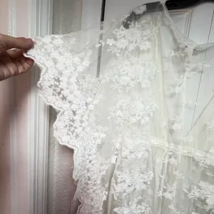 Ark & Co. White Floral Lace Duster Kimono Maxi Swim Cover-Up / Robe - Size S ✨ thumbnail 10