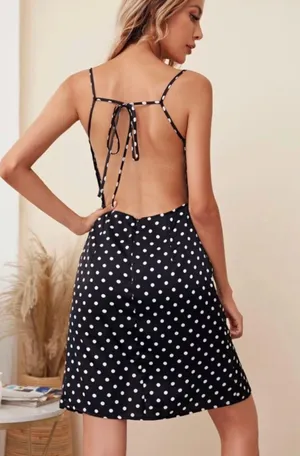 Black polka dot Cami dress New Size XS thumbnail 2