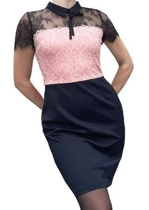 New York & Company Sheer Lace Top Business Office-wear Pencil Dress Small thumbnail 1