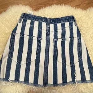 Abercrombie & Fitch Striped Denim Mini Skirt High Waist Raw Hem 24 thumbnail 2