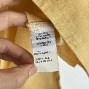 Cut Loose 100% Linen V-Neck Tunic Top M Butter Yellow Lagenlook Minimalist USA thumbnail 8