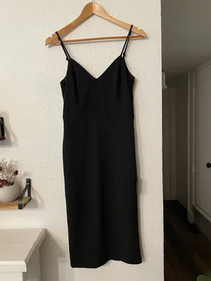 NWT Lulus You're a Gift Black Bow Back Bodycon Midi Dress Spaghetti-Strap Medium thumbnail 4