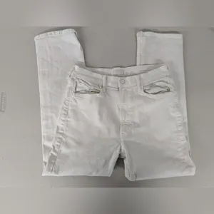 RTR sz 30 (10) MOTHER Fairest Of Them All The Looker Crop Jeans solid white Jean thumbnail 5
