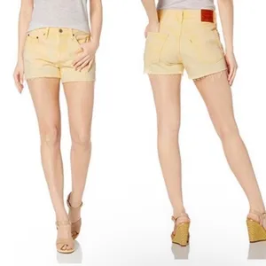 Levi's | NWT Women's 501 Yellow High Rise Frayed Raw Hem‎ Denim Shorts, Size 24 thumbnail 2