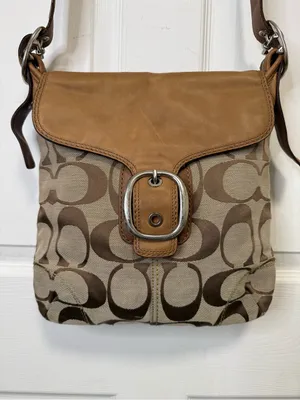 Coach Vintage Tan and Brown Signature Canvas Crossbody Bag thumbnail 2