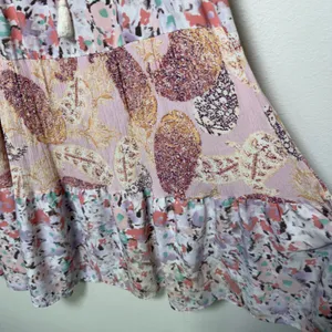Entro Women Dress Medium Pink Paisley Floral Tiered Midi Flowy Boho Patchwork thumbnail 8