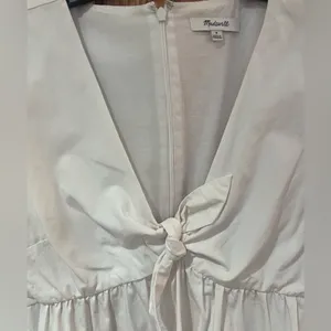 Madewell Tie-Front Poplin Cotton Retro Mini Dress Size‎ 8 in Lighthouse White thumbnail 8