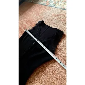 Black Lace Trim Corset Style Vest Soft Velvety Feel Size S thumbnail 4