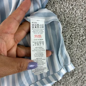 Boohoo Womens Pajama Set Size 2 Blue White Striped Shirt Shorts Sleepwear Lounge thumbnail 4