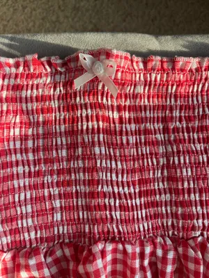 Red Gingham Strapless Dress Size M thumbnail 2