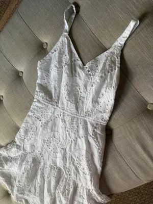 Japna 100% Cotton White Eyelet Lace Summer Dress Size Small thumbnail 2