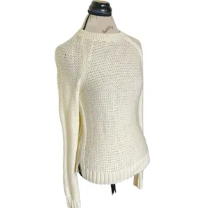 Banana Republic Sweater Wool Blend Small Ivory Knit Pullover Ribbed Waffle Fall thumbnail 4