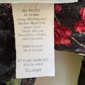 VTG Y2K Fashion Bug Floral Lace Top XL Black‎ Red Bell Sleeve Whimsigoth Vampy thumbnail 9