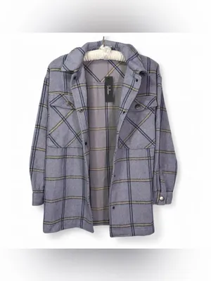 NWT Lulus Women’s Keep It Cool Blue Plaid Long Sleeve Shacket Jacket Size Small thumbnail 11