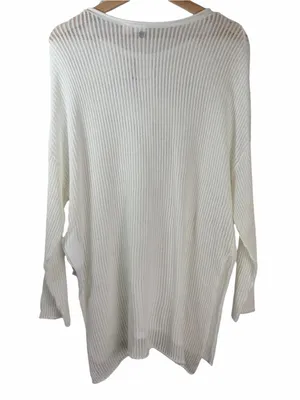 New Roxy Santa Monica Pullover Sweater White Open Knit Cotton High Low Size S thumbnail 7
