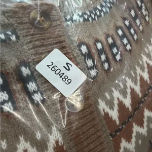 Women’s Cardigan Button Up Tan and Brown Sweater Size S #260489 thumbnail 5