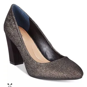 NWT STYLE & CO Black and Gold Metallic ASYAA Block Heel Pumps - 8.5 (read descr) thumbnail 8