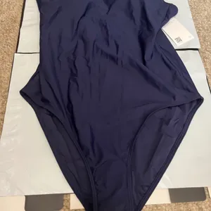 New Quince Italian Cami One Piece Womens Swimsuit Deep Navy Blue Size Large thumbnail 3