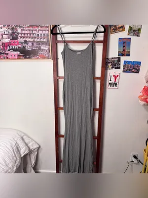 Skims Soft Ribbed Lounge Maxi Long Dress Grey thumbnail 5