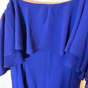 Eliza J Royal‎ Blue Cold Shoulder Ruffle Chiffon Dress Size 14 thumbnail 10