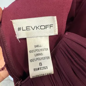 LEVKOFF Burgundy‎ Chiffon Halter Pleated Bodice Maxi Formal Dress Size 8 Prom thumbnail 7