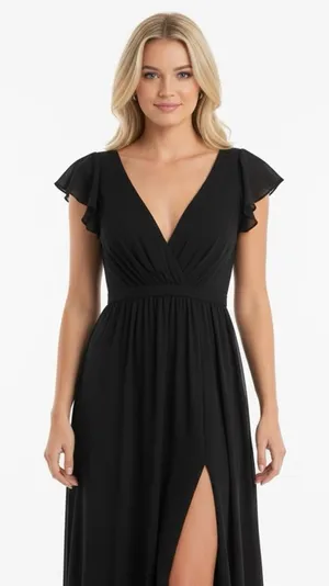 Azazie black formal maxi dress size 4 thumbnail 1