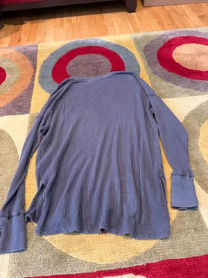 Offline by Aerie Grey Oversized Waffle Knit Long Sleeve Top Thumbholes Large thumbnail 3