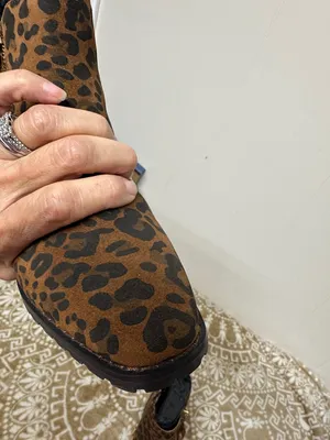 Blondo Leopard Print Ankle Booties in Brown and Black thumbnail 5