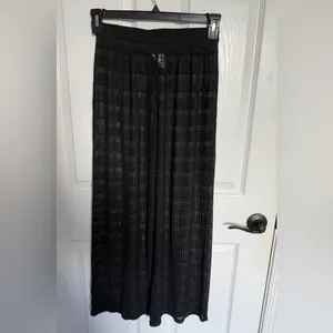 Jordan Taylor Black Wide Leg Drawstring Crochet Knit Beach Pants Small thumbnail 3
