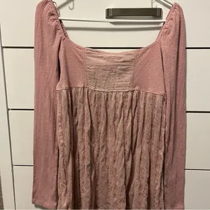 Free People Nitara Pale Pink Tunic Top Mesh thumbnail 3