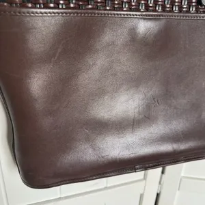 Brighton Brown Leather Basket Weave Design Tote Handbag Purse‎ Vintage thumbnail 13