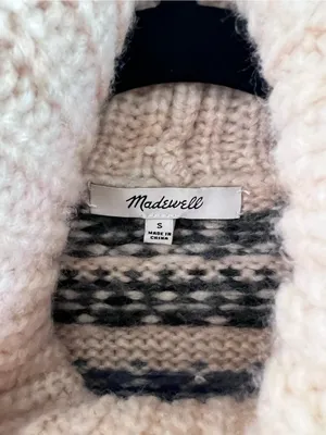 Madewell Women's Somervell Fair Isle Turtleneck Sweater Chunky‎ Knit Cropped thumbnail 3