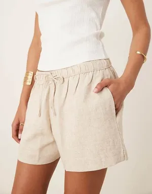 Abercrombie & Fitch Tie Waist Linen Mix Shorts Size S thumbnail 1