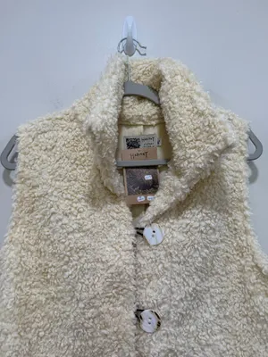 Habitat Cream Sherpa Teddy Fleece Button Front Vest Made in USA Size M/L thumbnail 4