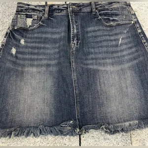 Risen Amelia Blue Denim Mini Skirt Frayed Hem Size 2x thumbnail 3