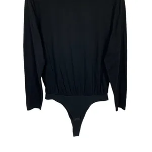 ATM Anthony Thomas Melillo Black Long Sleeve Thong‎ Bodysuit Minimalist Medium thumbnail 3
