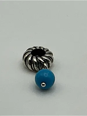 Pandora Turquoise Bead Dangle Charm Sterling Silver ALE thumbnail 1