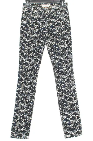 Tory Burch Jeans Floral Straight Designer Preppy Luxury Statement Blue Black 24 thumbnail 1