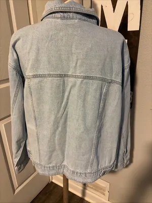 No Boundaries women’s New! Light Blue Denim oversized Jacket size M thumbnail 6