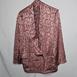 Free People no longer made silky jacquard paisley long 1 button blazer jacket S thumbnail 5