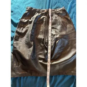 Vintage Wilsons Leather Skirt Womens Sz 4 Black Mini High Rise thumbnail 3