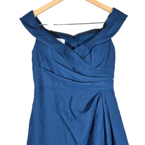 After‎ Six 6872 Off Shoulder Maxi Dress Atlantic Blue Size 4R Bridesmaid Gown thumbnail 5